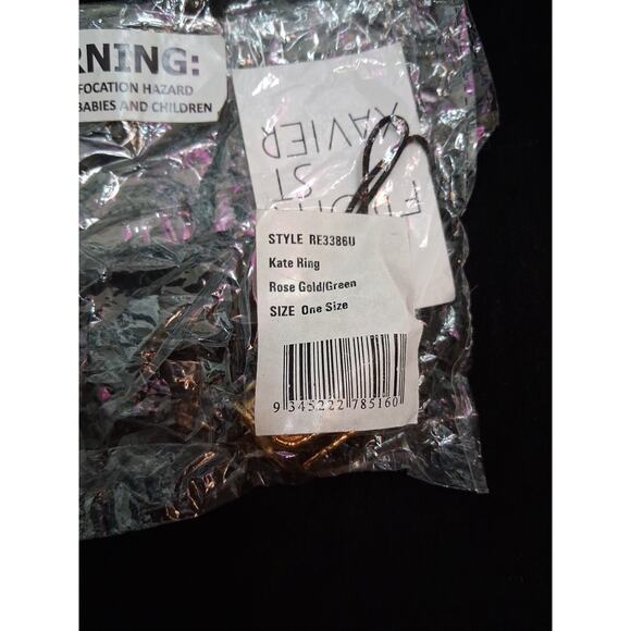 From St Xavier Kate Ring Rose Gold Tone/Green Gem Stone Carbochon NWT RE3386U - Picture 7 of 9